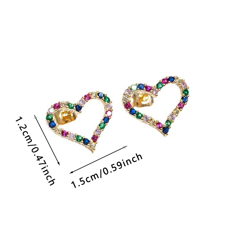 8g Weight 1 Pair Elegant Simple Style Heart Shape Copper Zircon Ear Studs