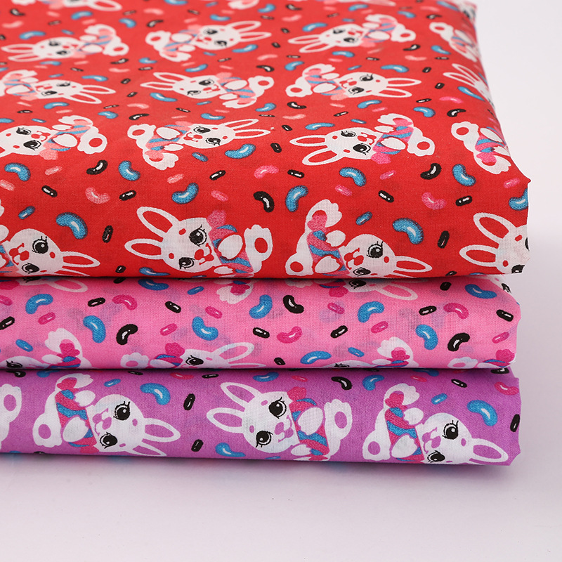 Three-Color Cute Candy Rabbit Polyester Fabric Children's Cheongsam Kimono DIY Fabric Costume Accessories Box Bag Lining