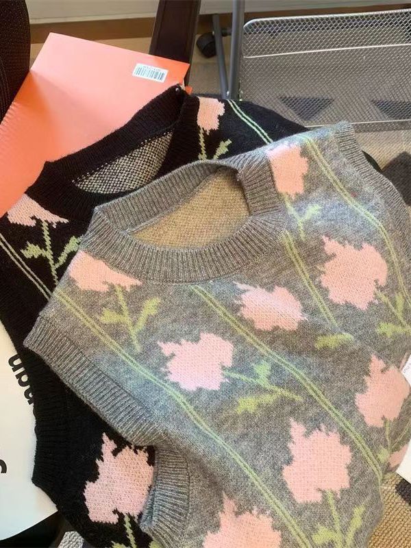 24 invierno Puyuan otoño nuevo suéter chaleco retro 2024 ropa de mujer estilo pastoral suelto image 4