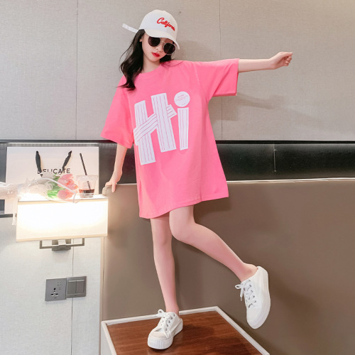 2024 spring and summer new fashion short-sleeved t-shirts for big children Korean version loose and versatile ins super hot tops for women