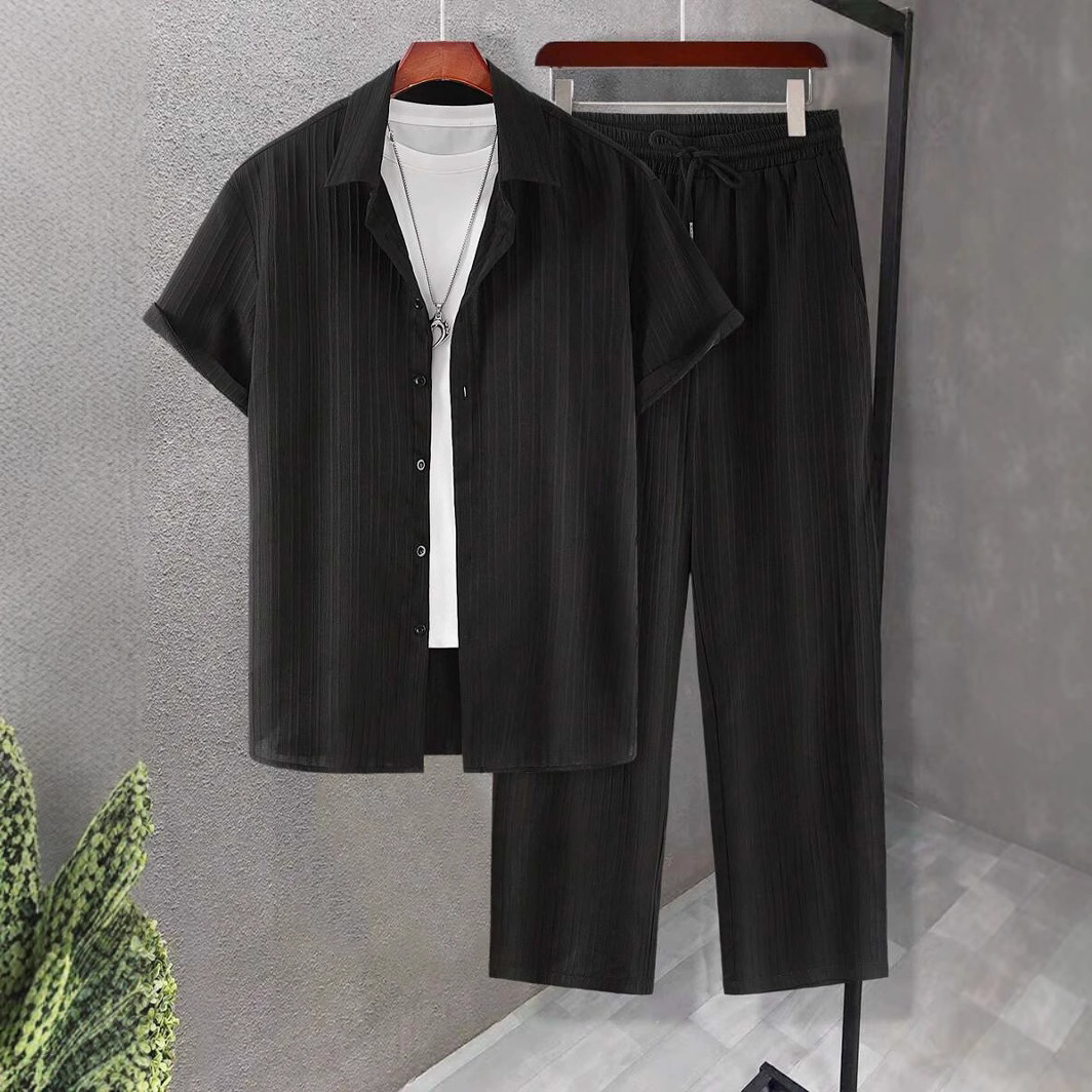 Specially Designed for Temu Shein Amazon Cross-Border Export Summer Thin Breathable Short-Sleeved Shirt Suit
