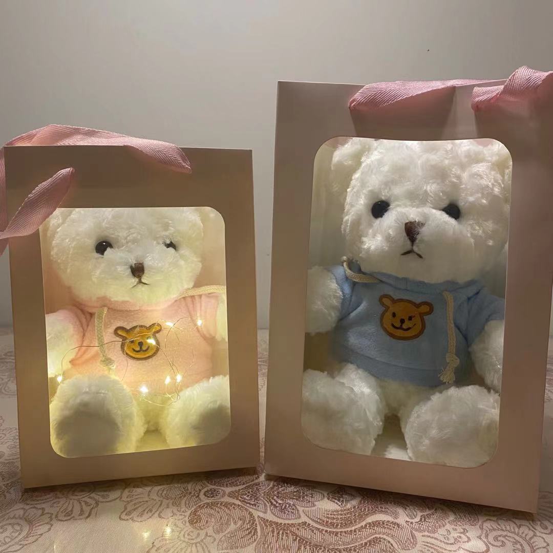 Flash Oso de Peluche de peluche de juguete con luz Oso muñeca caja de regalo muñeca de trapo oso muñeca regalo para niñas regalo de cumpleaños