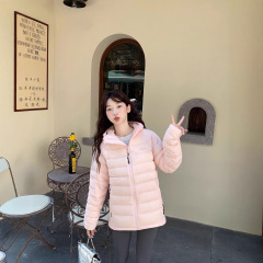 新国标绒子90%2025冬季新款轻薄连帽短款排骨羽绒服男女情侣款潮