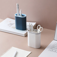 Student office desk solid color plastic organizer brush makeup brush storage box simple round pen holder desk accessory stationery