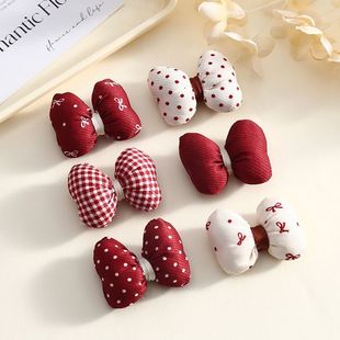 Angora red polka dot fabric cotton bow DIY hair accessories hair clip accessories clothing accessories shoes socks bag accessories
