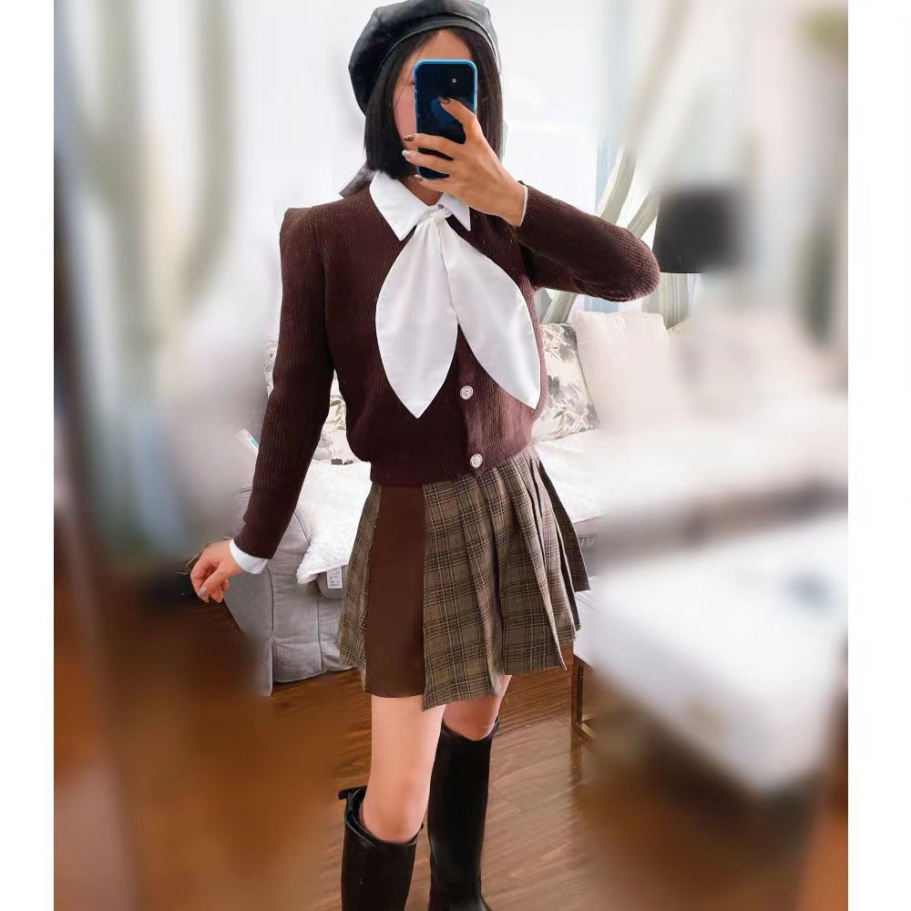 오리지널 Ins 스타일 장식 이른 가을 가짜 칼라 레트로 틈새 다크 리프 프로필 칼라 우아한 올 매치 보우 타이