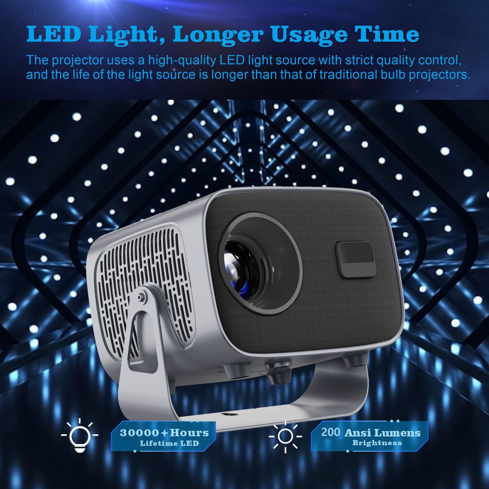 2025 New Product A2 Cross-Border Smart Ultra-High-Definition Autofocus 1080P Projector Home Gimbal Projector W