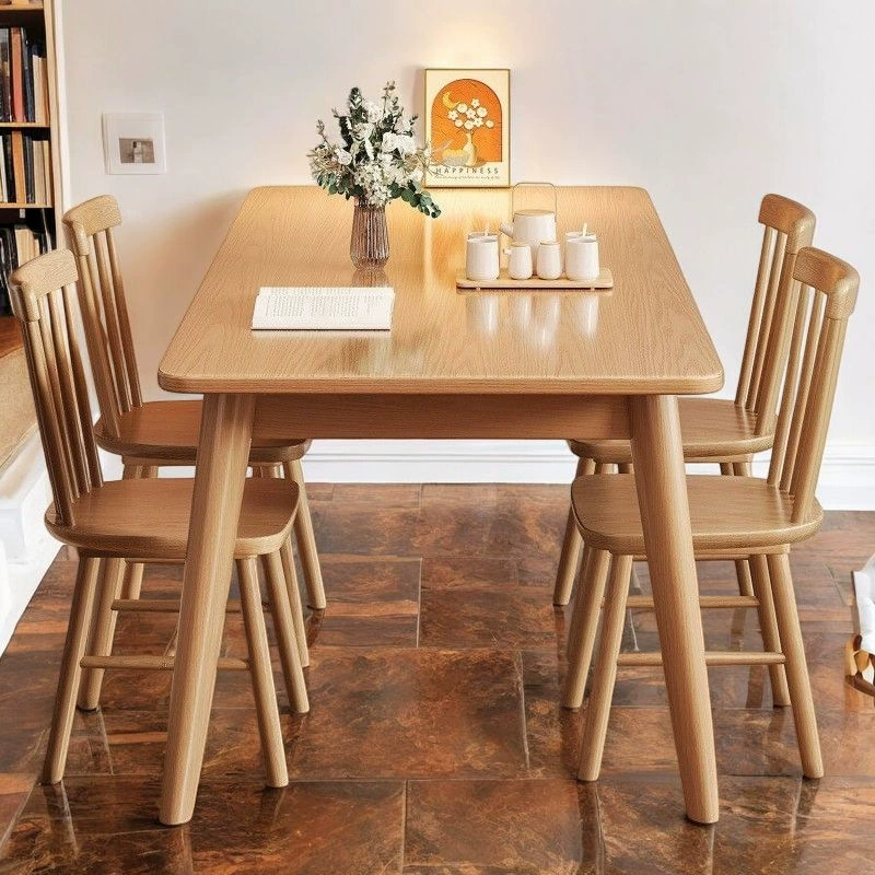 Обеденный стол из массива скандинавского дерева, современный домашний прямоугольный обеденный стол, японский обеденный стол и стул, комбинация для маленькой квартиры, простой
