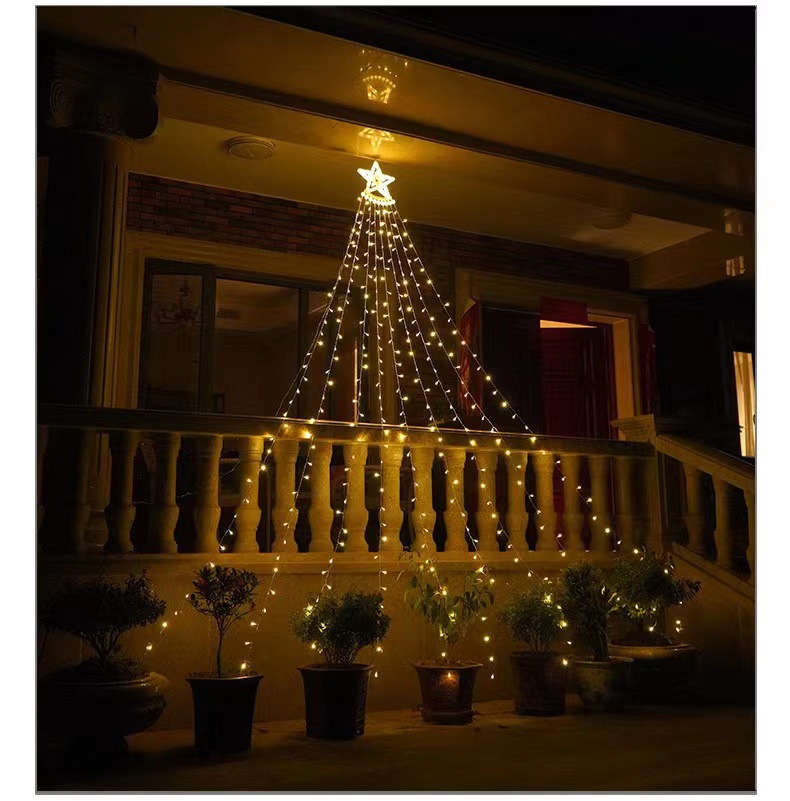 Christmas Waterfall Lights Led Star Decoration For Garden Trees_voghion.com