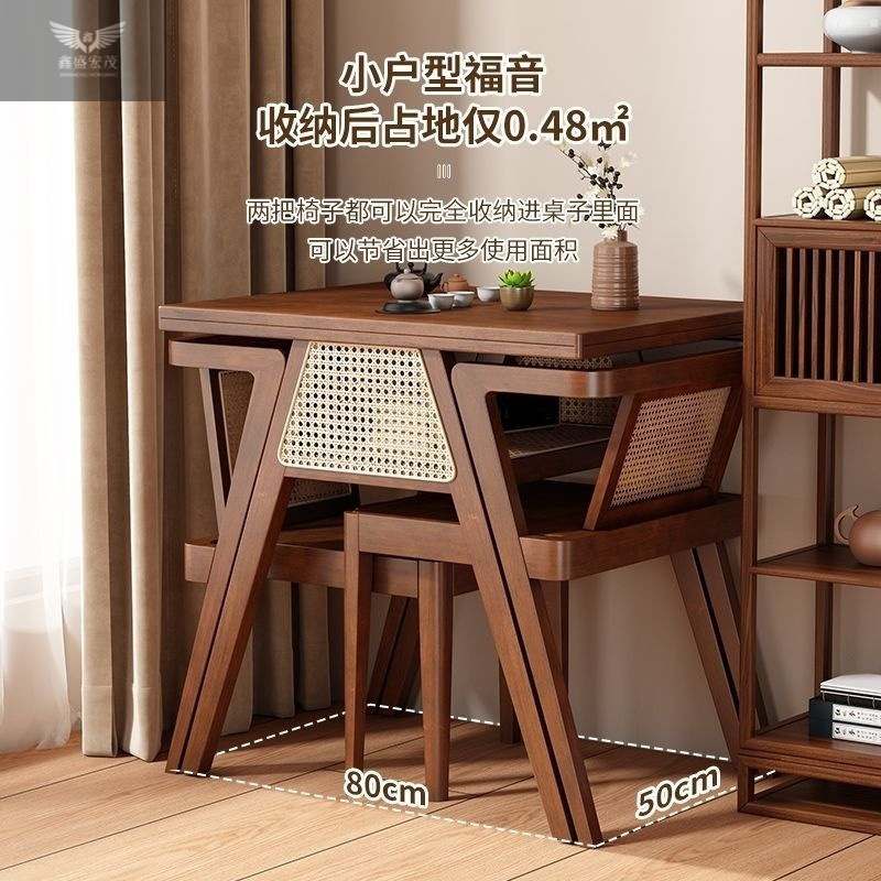 Casa de madera sólida para beber té pequeña casa simple balcón mesa de té combinación de mesa y silla negociación ocio tres piezas juego de lectura