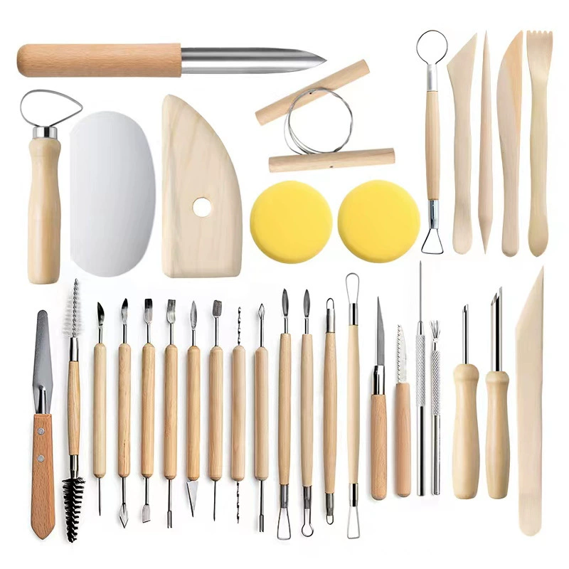 (Cross-border trading), ceramics, set, carved clay, hole puncher, 33 pieces