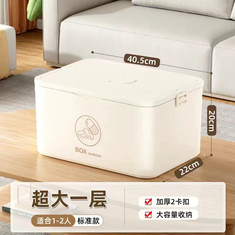 Medicine Storage Box, Plastic Multi-Layer Organizer, Portable Handle, Large Capacity
