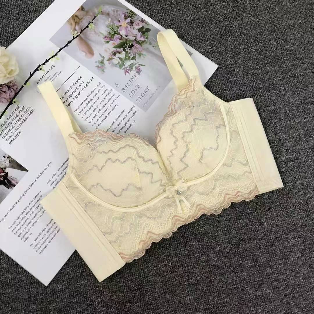 Nuevo sujetador de alta calidad de moda de encaje jacquard transpirable y cómodo ajuste lateral de pecho de botón múltiple ropa interior mujer