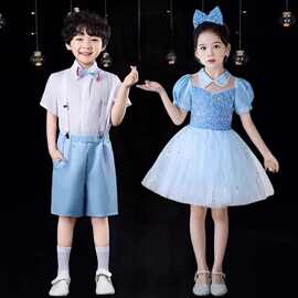 儿童合唱演出服小学生合唱团朗诵比赛礼服蓬蓬裙幼儿园毕业表演服