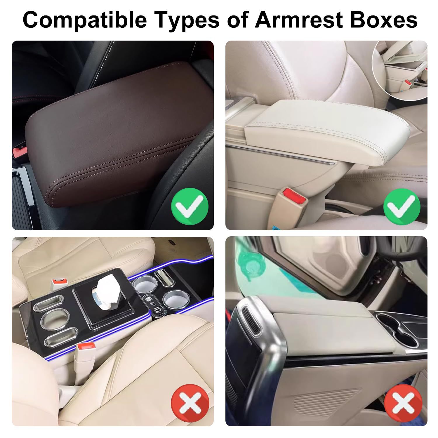 Car Shiny Crystal Armrest Box Mat Center Console Cover Leather Cover Pad Storage Bag Universal Protective Pad Arm Storage