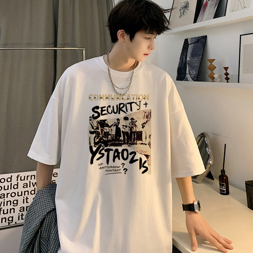 Summer Loose Short Sleeve T-shirt for Men 2025 Men's Half Sleeve Trendy Streetwear Brand Ins Couple's Outfit for Youth Upper Body
