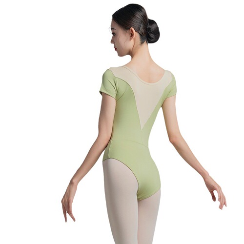 Exam-level dance clothing one-piece performance practice suit for women adult gymnastics ballet short-sleeved nylon patchwork one-piece garment