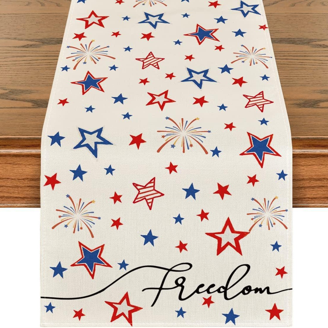 Transfronterizo 2024 nuevo día de la independencia de los Estados Unidos lino bandera de mesa bandera estrella y rayas tela de mesa de comedor cama de té tela de mesa image 33