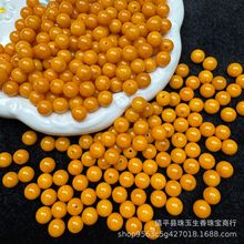 翡翠黄翡色散珠黄玉石散珠巴山玉圆珠散件 diy配饰手串手链项链批