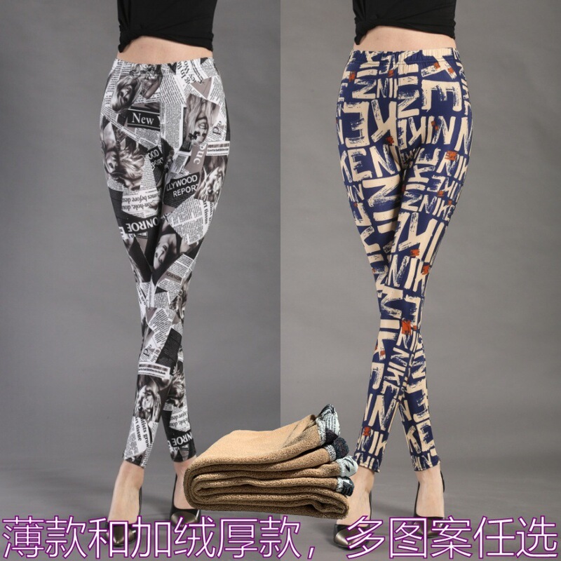 Autumn and winter velvet high waist leggings women wear warm thick stretch pants cold slim pants