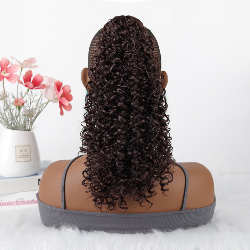 Cross-border African small curly wig ponytail with clip, deep curly wig ponytail, women's short curly synthetic hair small curly ponytail Cross-border African small curly wig ponytail with clip, deep curly wig ponytail, women's short curly synthetic hair small curly ponytail