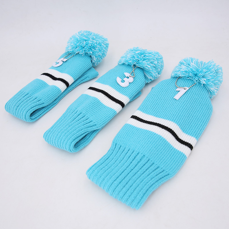 No. 1 Rod No. 3 No. 5 Club de Golf conjunto de punto cubierta protectora creativa cielo azul gorra de bola de piel conjunto fábrica al por mayor
