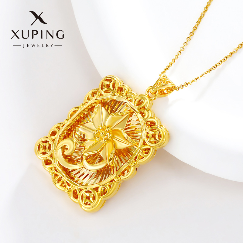 Aleación Xuping otoño y invierno galvanizado cuadrado colgante colgante estilo retro colgante de flores colgante joyería al por mayor mujeres