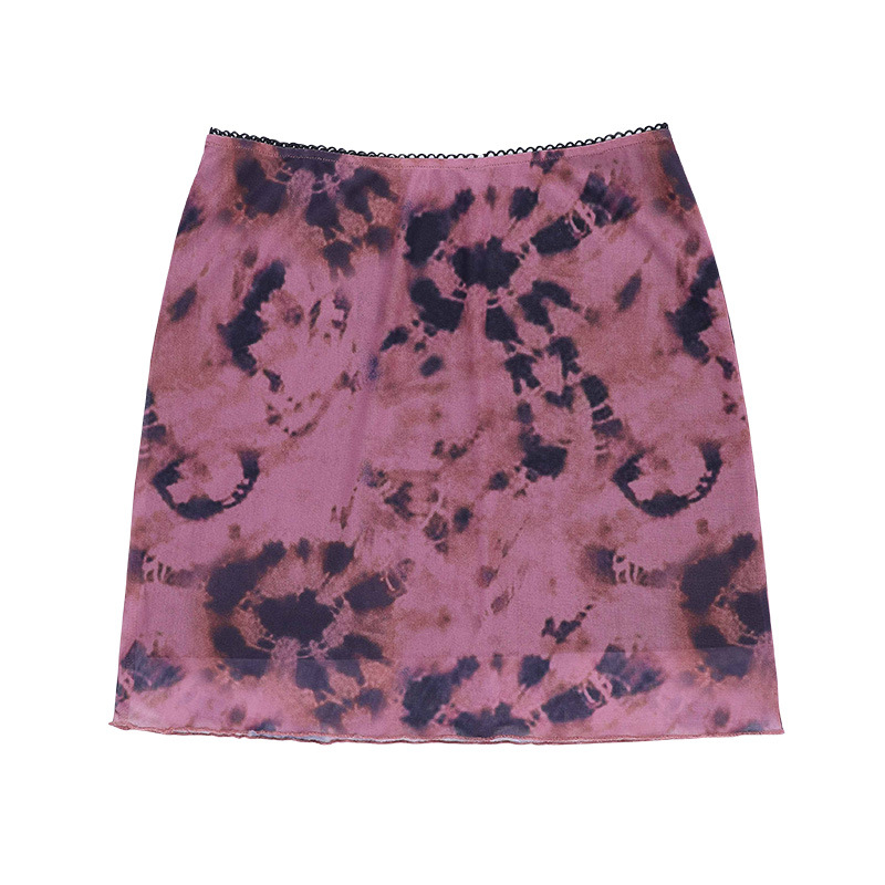 Printed Net Yarn Short Skirt NSAFS102500