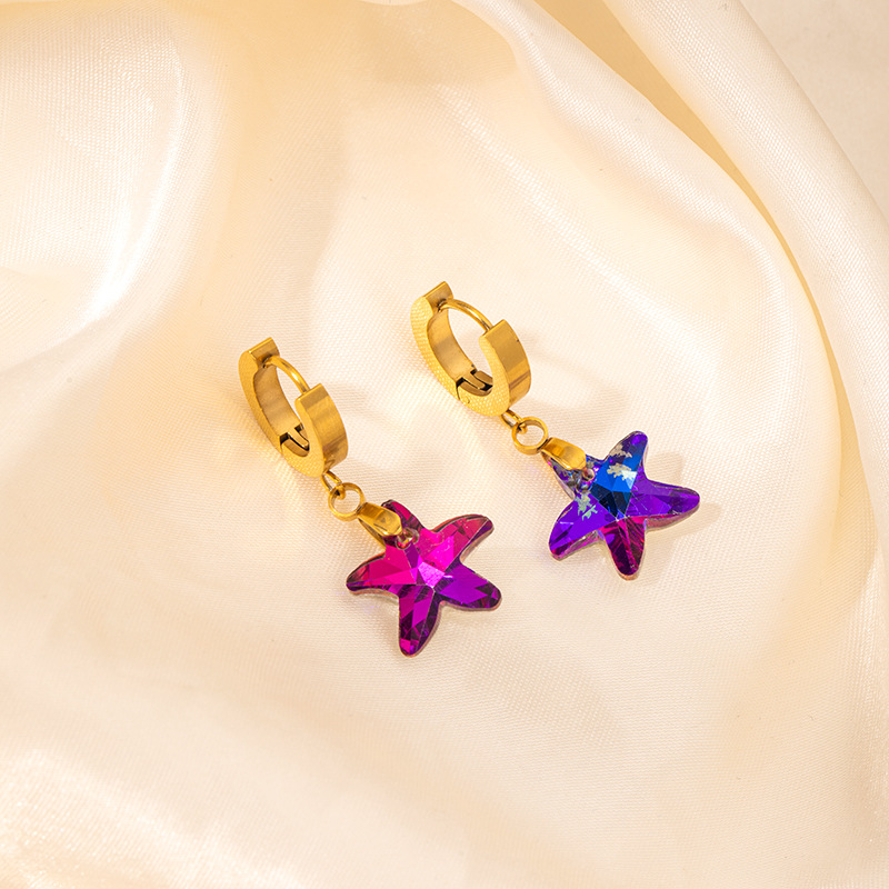 11g Weight 0.03µm Gold Plating Thickness Electroplated Gold Plating Process 201 Stainless Steel Ear Needle Material Golden Plated Plating Material Zircon Inlay Material Drop Earrings Classification 1 Pair Quantity Daily Occasion 201 Stainless Steel Material Star, Heart Shape Pattern Women's Gender Elegant, Retro Style Plating Craft Titanium Steel Star Heart Shape Elegant Retro Drop Earrings For Women's 8