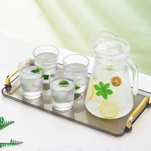 简约冷水壶1壶4杯家用大容量泡茶壶果汁高颜值水具套装玻璃喝水杯