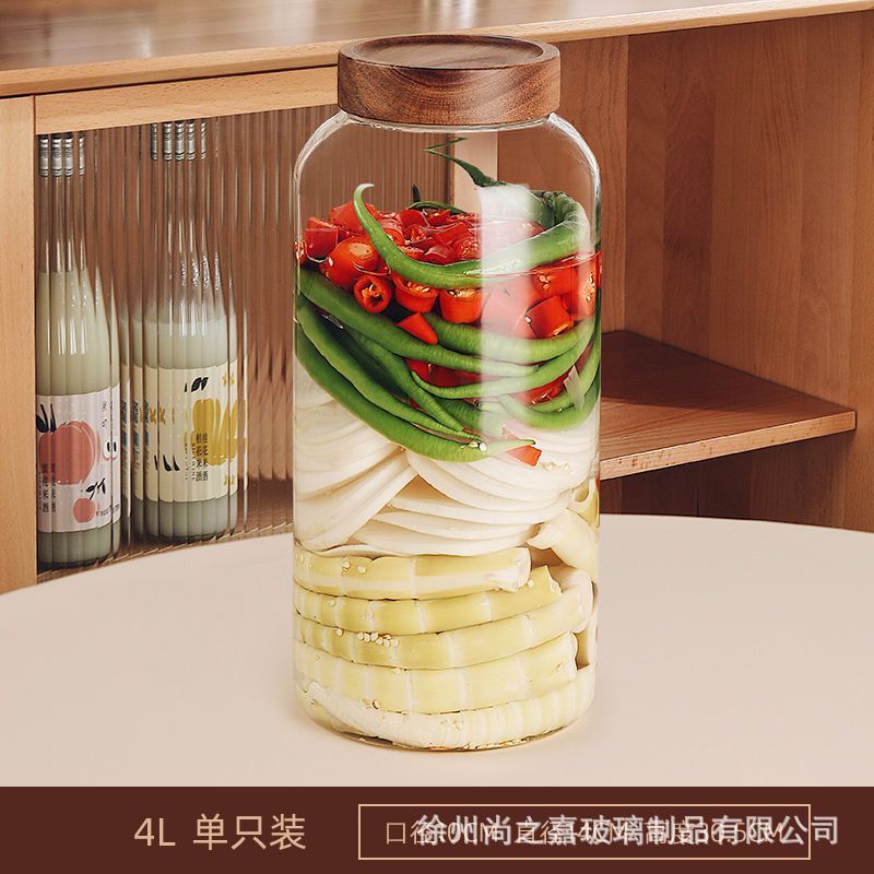 玻璃泡菜罐食品级高硼硅密封瓶耐高温玻璃瓶家用透明腌制泡酒罐子|undefined