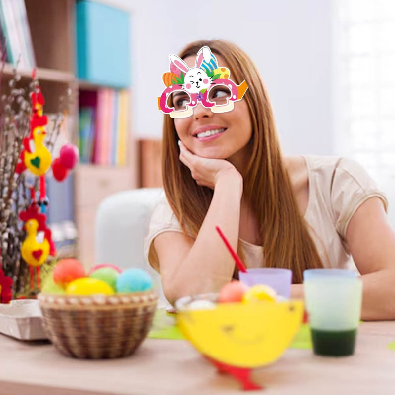 Nuevo estilo transfronterizo decoración de fiesta de Pascua gafas de papel accesorios para fotos festival de conejos suministros de decoración de Pascua