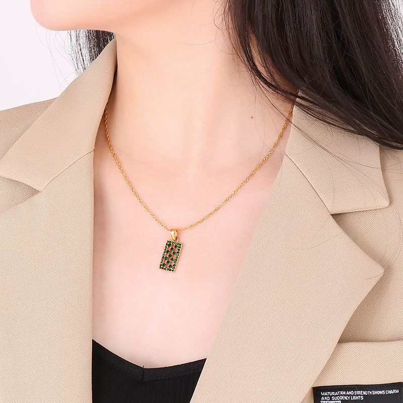 Pendant Necklace Classification PVD Coated 18K Gold Plated Lattice Titanium Steel Waterproof Non Tarnish Pendant Necklace