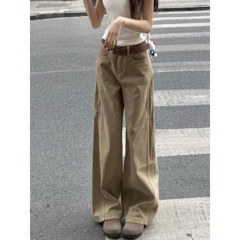 American-Style Khaki Flared Jeans for Women 2025 Autumn New High-Waisted Slimming Non-Stretchy Bell-Bottom Pants American-Style Khaki Flared Jeans for Women 2025 Autumn New High-Waisted Slimming Non-Stretchy Bell-Bottom Pants