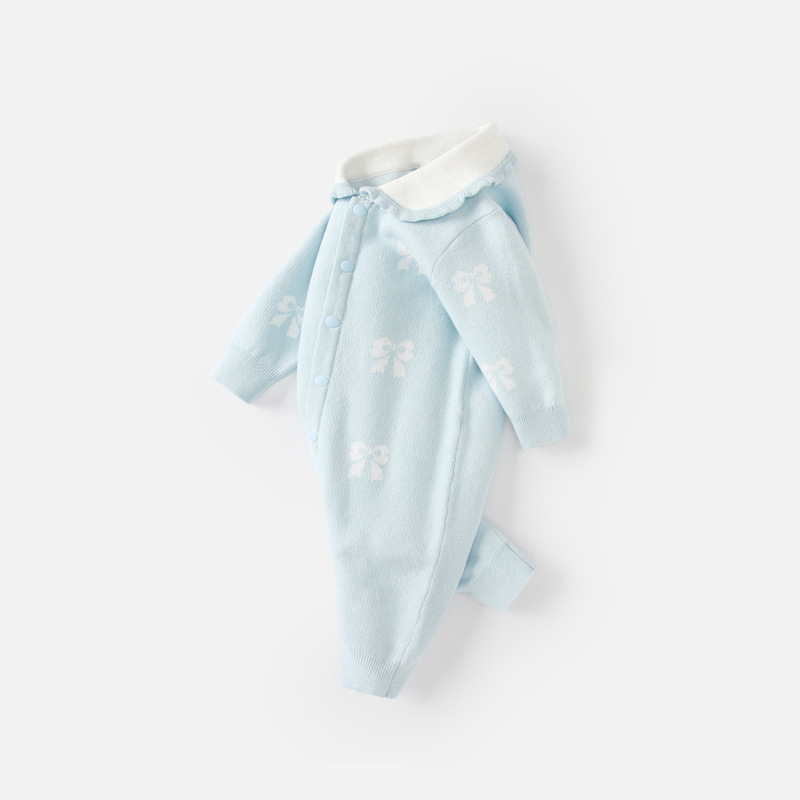 婴儿衣服连体衣秋装小月龄女宝宝满月百天针织毛线哈衣外出服爬服|undefined