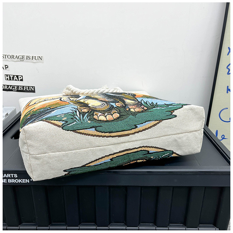 300g Weight Polyester Lining Material Zipper Closure Type Single Shoulder Strap Strap Type Tote Bag Bags Type Holiday, Travel Occasion Canvas Material Elephant Pattern All Seasons Season Women's Gender Ethnic Style, Classic Style Style Square Shape Medium Size Women's Medium Canvas Elephant Ethnic Style Classic Style Square Zipper Tote Bag 35