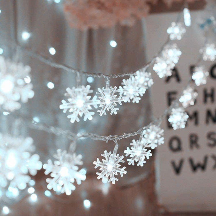 Duofou nueva cadena de lámparas de copo de nieve LED transfronterizas caja de baterías decoración de festividades luces de bodas de colores estrella de Navidad