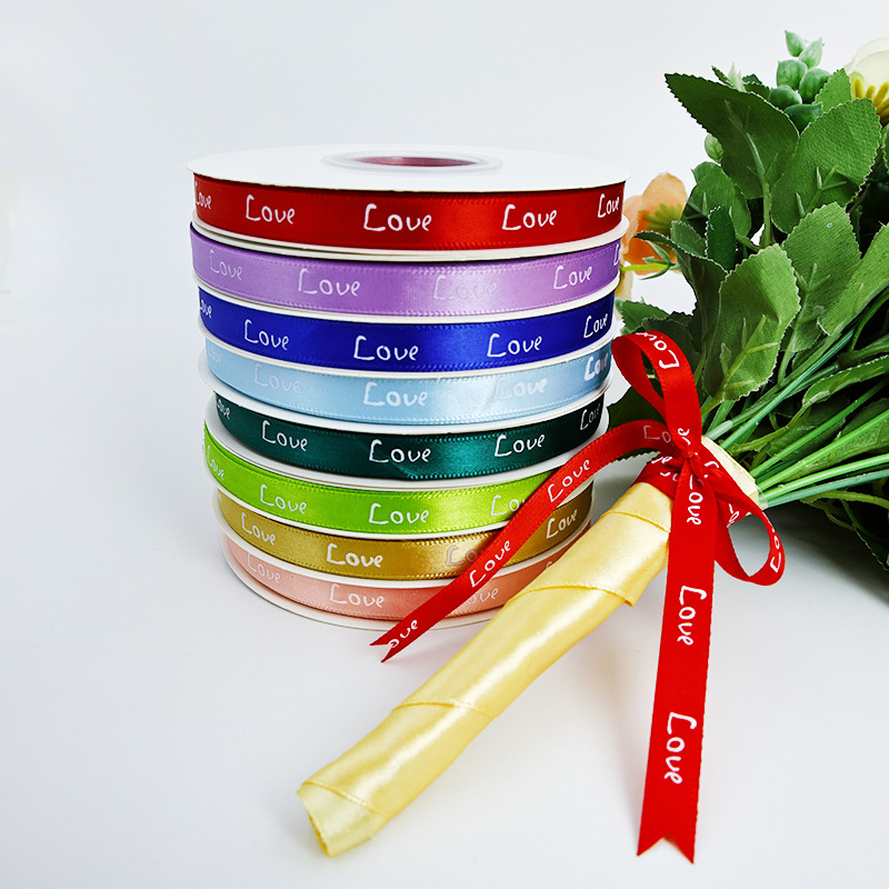 1CM 리본 인쇄 영어 편지 사랑 선물 리본 꽃 리본 베이킹 케이크 상자 폴리 에스테르 벨트 스트랩