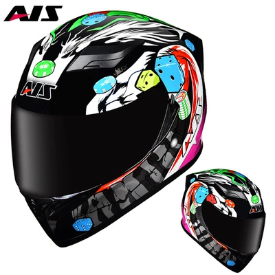 Motosiklet kaskı (dəbilqə) | Helmet Cool Electric Vehicle Safety - gambling-king-clown-with-black-mirror-m
