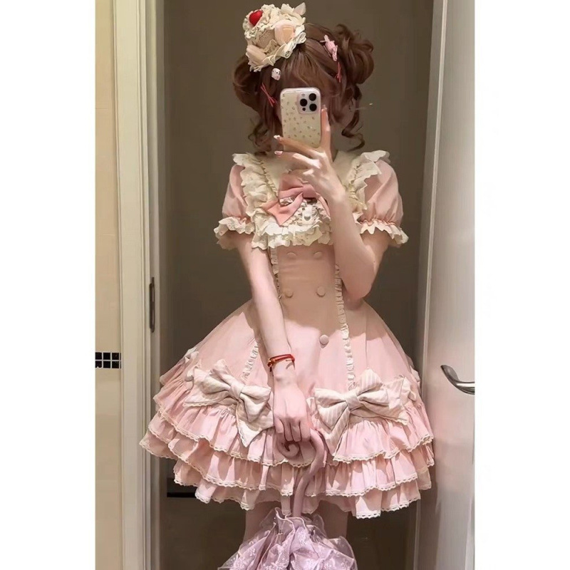 甜美减龄Lolita洛丽塔泡泡袖连衣裙夏季新款洋气收腰蓬蓬公主裙女|undefined