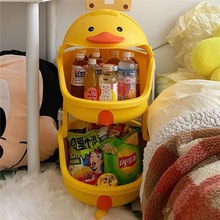 小黄鸭推车儿童玩具收纳架可移动客厅零食宝宝书架整理置物架多层