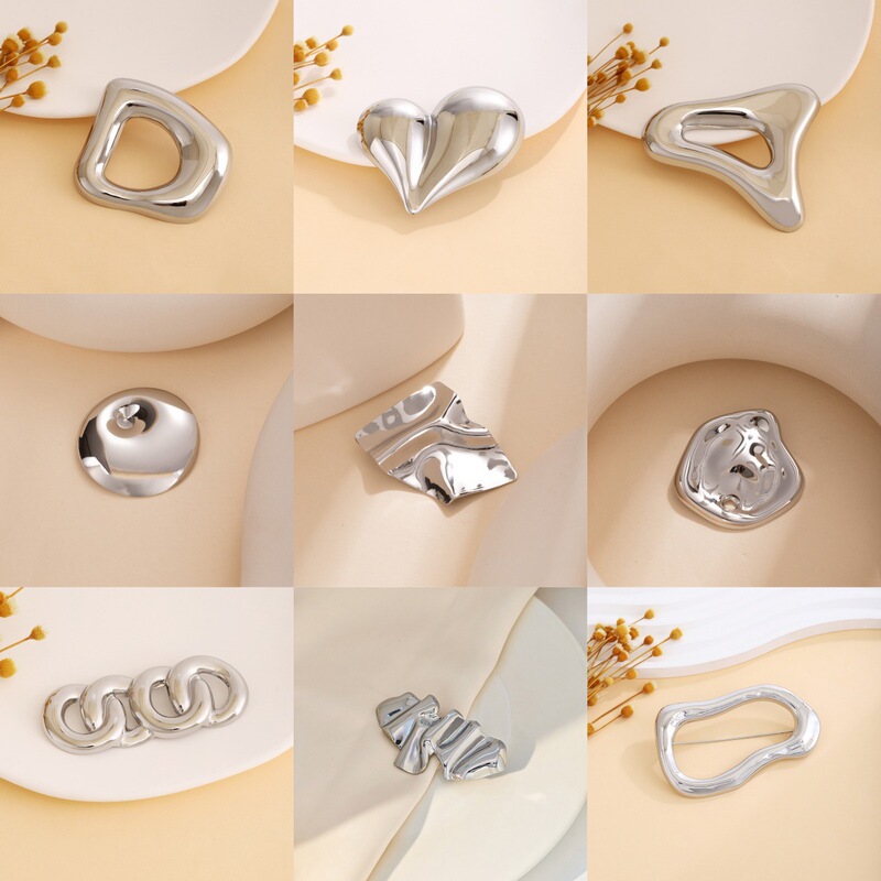 Cross-Border European and American Asymmetrical Oval Exquisite Glossy Brooch Autumn and Winter Simple Luxury High-End Fashion Brooch for Women Cross-Border European and American Asymmetrical Oval Exquisite Glossy Brooch Autumn and Winter Simple Luxury High-End Fashion Brooch for Women