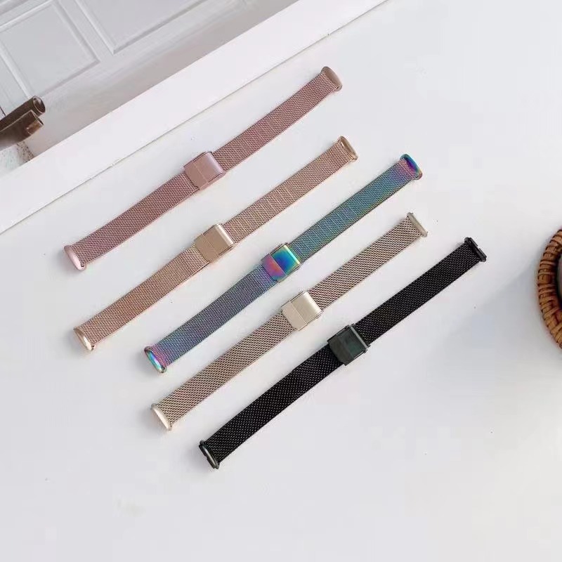 Suitable for Fitbit Luxe Stainless Steel Watch Strap Luxe Buckle Milanese Chain Replacement Wristband Sports Style Light Luxury