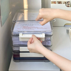 A4ファイル収納ボックス整理ボックス透明プラスチック戸籍本中学校卒業証明書デスクトップ答案用紙ファイルボックス
