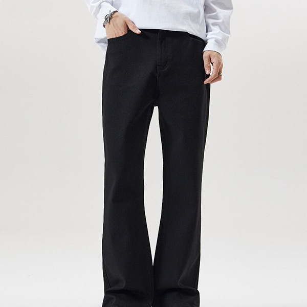 Cross-Border 2025 Spring Stretch Bajia Scimitar Bootcut Jeans Men's Slim Fit Leg-Lengthening Bootcut Long Pants