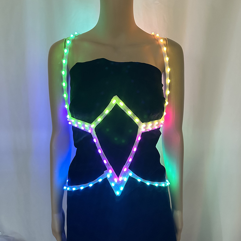 LED ilusionado color flujo de agua luminosa correa de fiesta escenario ropa de rendimiento Bluetooth control remoto LED luminoso chica caliente usar accesorios