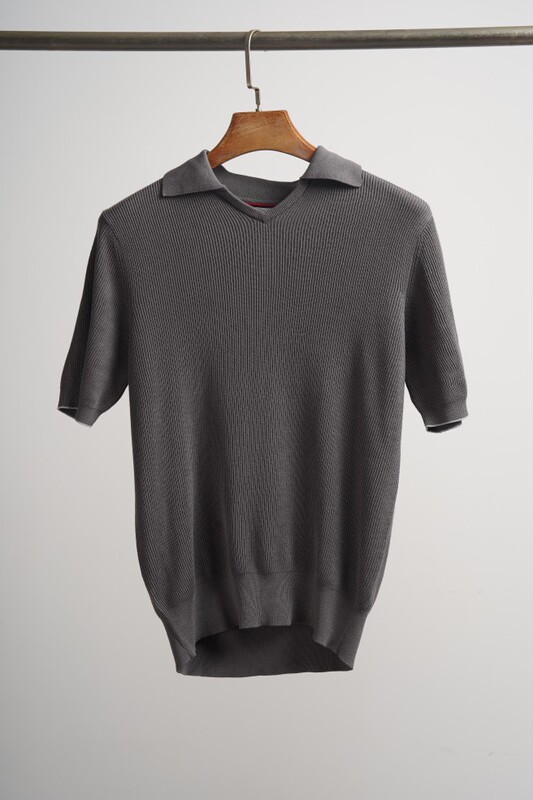 Bc Men's Old Money Style Cotton British Ribbed Knit Simple Lapel Short-Sleeve Textured Polo Shirt Bc Men's Old Money Style Cotton British Ribbed Knit Simple Lapel Short-Sleeve Textured Polo Shirt