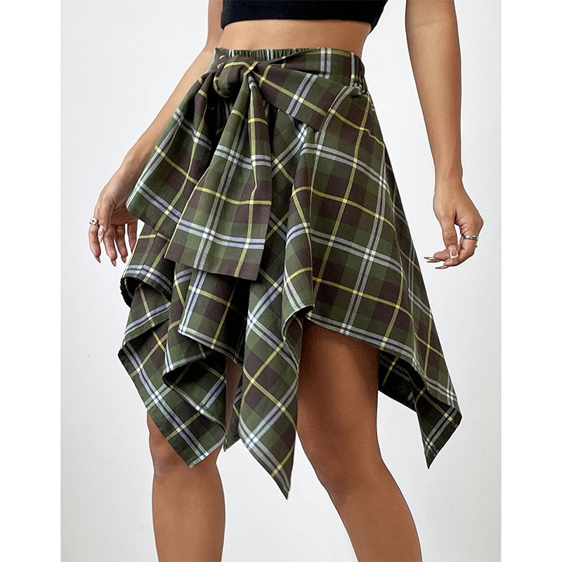 Irregular Plaid Skirt 2