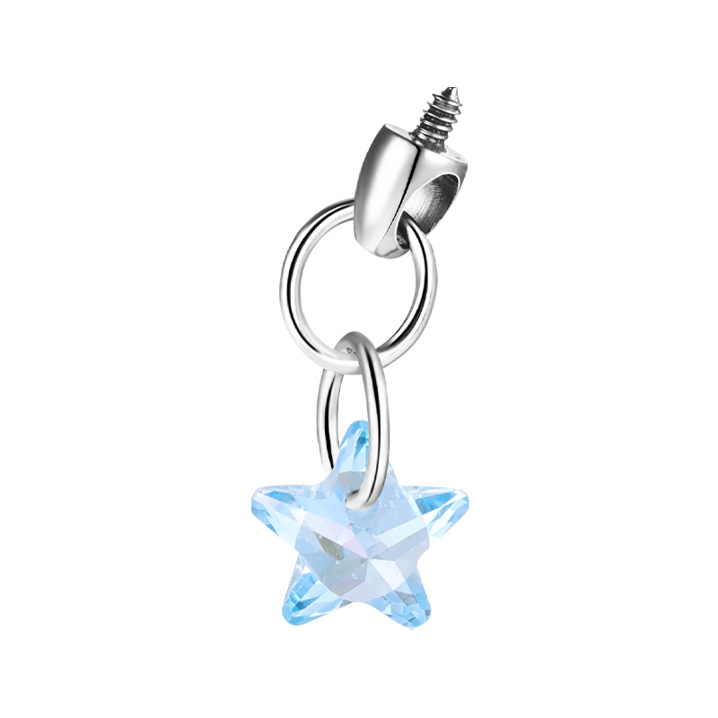 Zesen F136 Titanium Alloy Water Drop Bullet Head Internally Threaded Lip Nail 0.9mm Tooth Lip Nail Ear Bone Nail Accessories Crystal Zircon detail image 14
