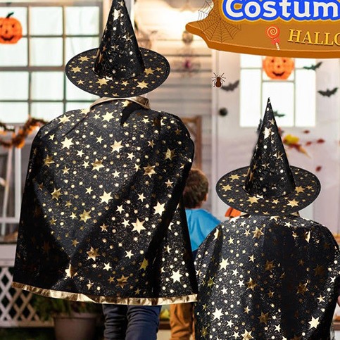 Capas de Halloween transfronterizas capas de brujas capas de niños cinco estrellas estampadas capas de brujas show set